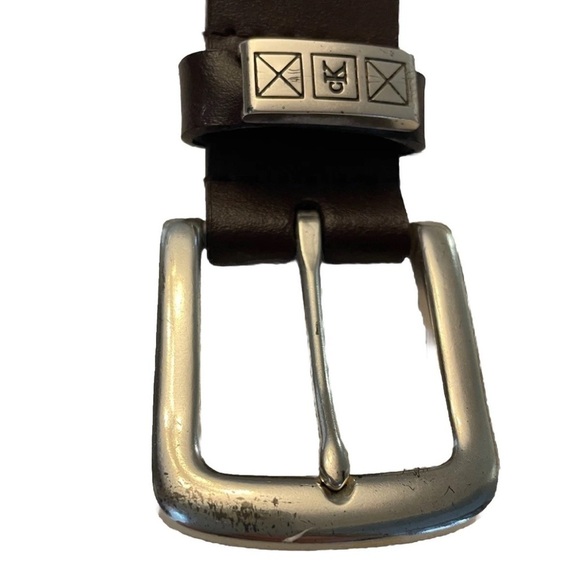 Vintage 90’s Calvin Klein Belt Leather Brown with Silver buckle Size S cbk main image 5